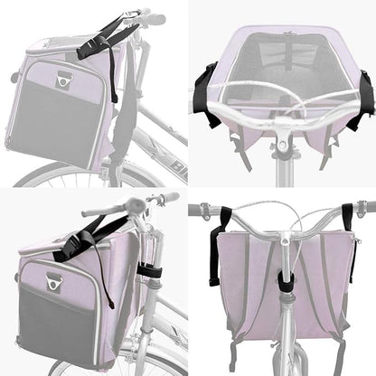 BARKBAY Dog Bike Basket Carrier, Expandable Foldable Soft-Sided Dog Carrier, 2 Open Doors, 5 Reflective Tapes, Pet Travel Bag,Dog Backpack Carrier Safe and Easy for Small Medium Cats and Dogs(Purple)