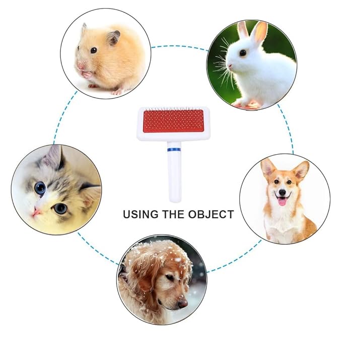 Cat Brush,Pet Hair Comb,Cat Combs for Indoor Cats,Small Pet Brush,Cat Comb for Long Haired Cats,Reduces Shedding Removes Loose Tangled Hair Knots for All Fur Types,Clean Loose Fur & Dirt