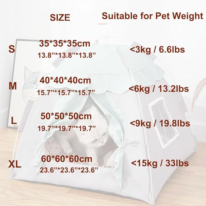 Cute Cat Teepee Cave, Cat Tent Foldable Indoor Outdoor with Thick Mat,Puppy Bed Tent,Bunny Pet Tent Teepee,Portable Dog House Teepee Tent, Cat Bed,Dog Bed Tent,Puppy Bunny,Pet Tent Teepee (X, M)