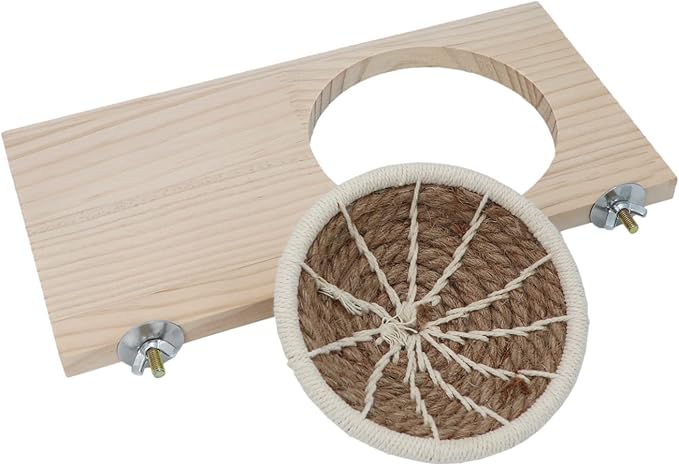 Wontee Bird Perch Stand with Nest Bird Breeding Nest Bed Wooden Platform for Budgies Parakeets Cockatiels Conures (M)