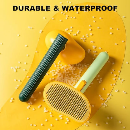 Dog Brush with Release Button, Mango Cat Brush for Long or Short Haired Cats Dogs Rabbits, Skin Friendly Deshedding Grooming Tool for Gently Removes Loose Fur Undercoat