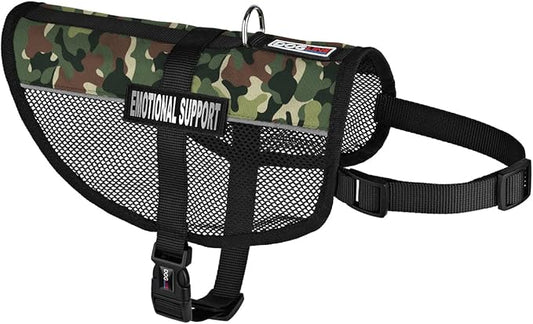Dogline MaxAire Vest Emotional Support Removable Patch Adjustable Harness Reflective for Puppies Small Medium and Large Dogs 30 by 38 Inch Girth Green Camo