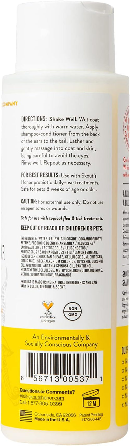 Skout's Honor Probiotic Pet Shampoo & Conditioner with Avocado Oil & Omega-3s, 97% Natural, Paraben & Sulfate-Free, Cruelty-Free, 16oz, Honeysuckle