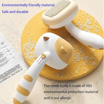 Pet brush comb.Pet button hair removal comb.Wool comber.Cat and Dog Brush for Shedding.Self-cleaning cat and dog hair brush.Cat and Dog hair brushes with release buttons. (Grey and White)