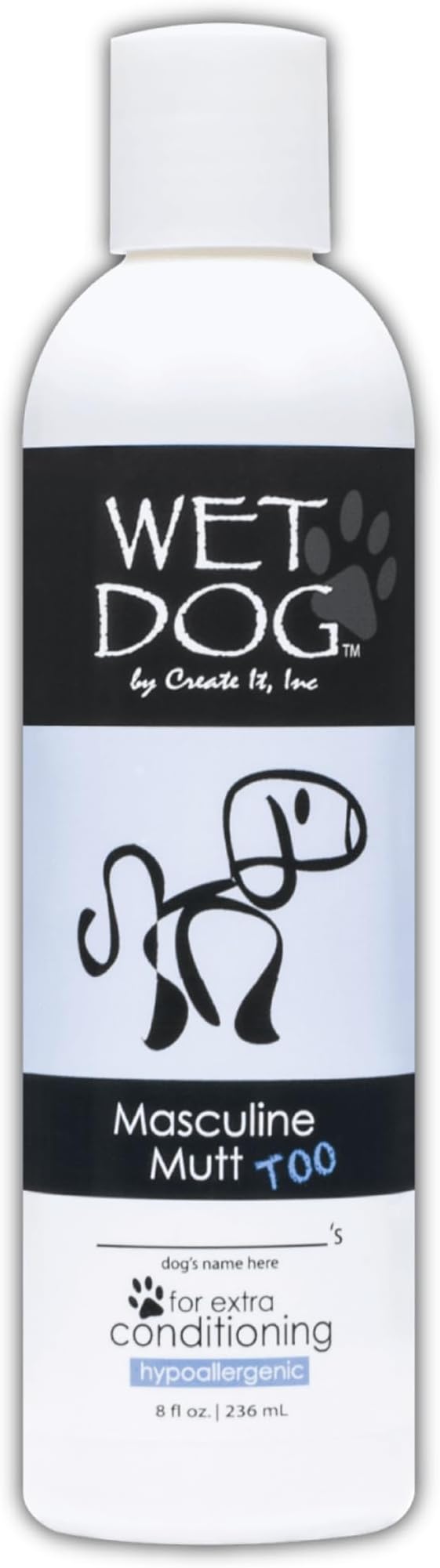 Wet Dog Masculine Mutt All-Natural Organic Oatmeal Sensitive Skin Conditioner for Dogs and Pets, Moisturizing Detangling Deshedding - 8 Ounce