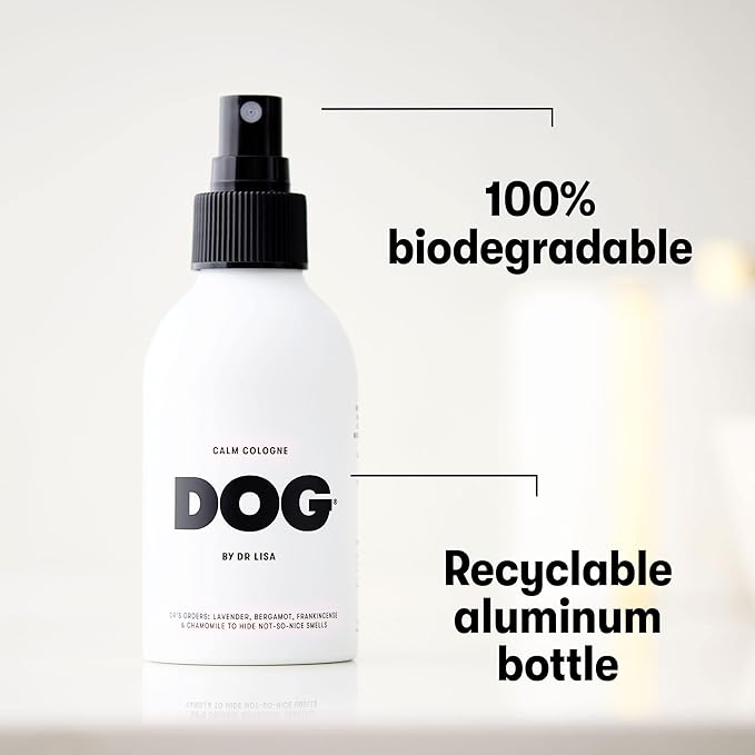 DOG by Dr Lisa - Calm Cologne - With Lavender, Bergamot, Frankincense & Chamomile - Natural Dog Perfume - Pet Deodorant Spray - Plant-Based Essential Oils - Vegan - 4.2oz