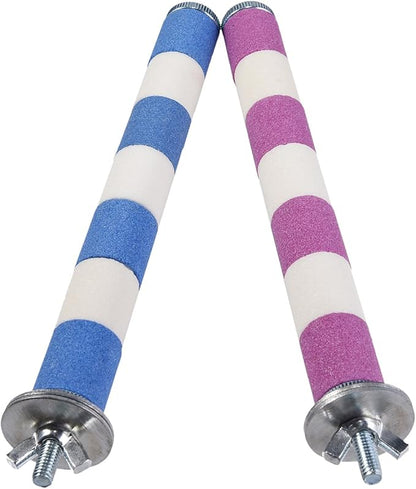 Bird Perch Parrot Stand Cage Accessories Natural Wooden Stick Paw Grinding Rope-surfaced Chew Toy Standing Rod for Exercise Training Branches (Sandstone (M 4 pcs))