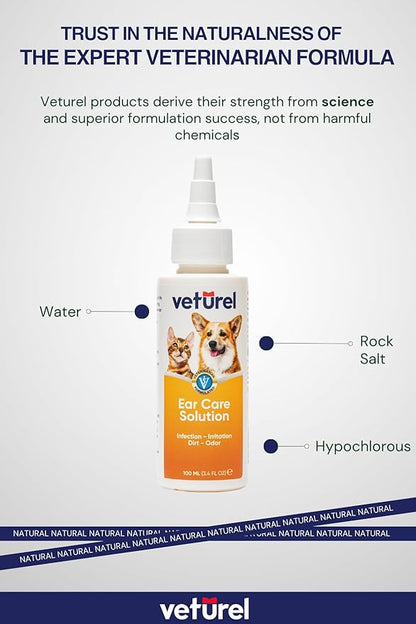 Gentle Dog Ear Care - Dog Ear Odor - Dog Ear Cleaner - Ear Wash for Dogs - Cat and Dog Ear Cleaning Solution - Soothes Itchy Ears - Removes Ear Wax - Cat Ear Care 3.4 oz