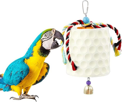 Extra Large Bird Chewing Toy, Parrot Beak Grinding Calcium Stone with Bells, Bird Cage Accessories, Cage Toys for Cockatiel Parakeet Parrot Budgies Rat Hamster Chinchilla Rabbit Bunny African Grey