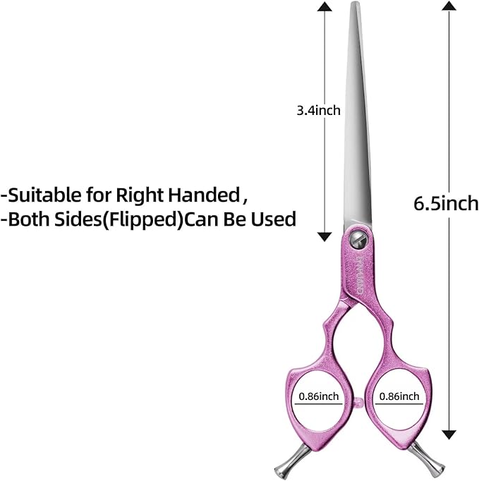 6.5" Dog Grooming Scissors Ultra-Light Aluminum Handle Scissors for Dogs and Cats Straight Blade Cutting Shears Professional Pet Quick Trimming Sharp (Purple-Straight)