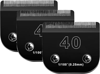 3PACK 40 Blades Dog Grooming Blades Compatible with Ainds/Oster A5/Wahl KM-10 Series Dog Clippers,Detachable Clipper Replacement Bladeï¼_lack