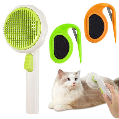 2PCS Pet Knotting Comb with 1PC Cat Brush Dog Brush with Release Button for Shedding, Jaxbo Pet Grooming Comb Dog and Cat Shedding Tool for Removing Tangled and Loose Hair