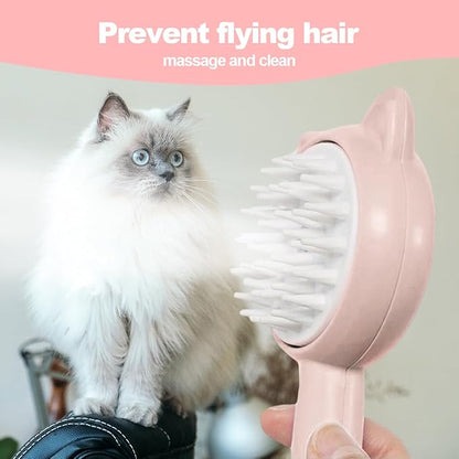 Cat Steamy Brush Dog brushes for Shedding Grooming, Lightweight Skin Friendly Pet Brush Hair Removal Comb Brushes for Long or Medium Haired Cats(Pink)