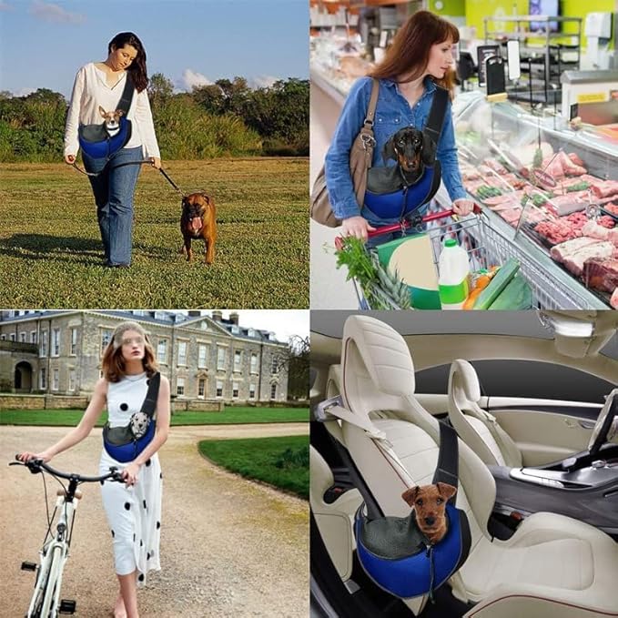 Dog Pet Sling Carrier Puppy Cat Sling Mesh Carrying Bag Adjustable Strap Breathble Small Dog Cat Satchel Carrier Hand Free Safe Front Backpack Soft Foldable Pet Purse Pouch Travel Outdoor