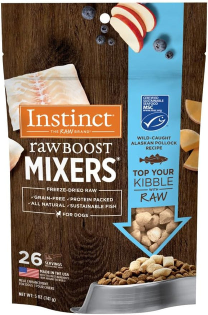 Instinct Raw Boost Mixers Freeze Dried Dog Food Toppers for Dry Food, Grain Free Dog Food Toppers with Pollock for Dogs, 5 oz
