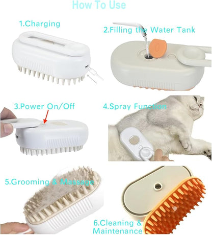 Dog Steamy Brush - Pet Hair Removal Brush for Dogs, Cats, Horses, Rabbits & Other Animals