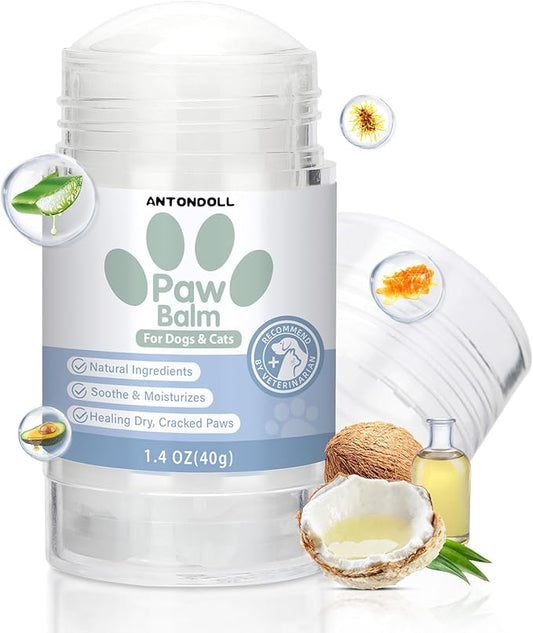 Dog Paw Pad Balm - Natural Lick Safe Cat Dog Paw Balm Soother & Moisturizer for Cracked Dry & Damaged Paws, Nose & Elbows,Dog Nose Balm, Snout Soother for Dogs