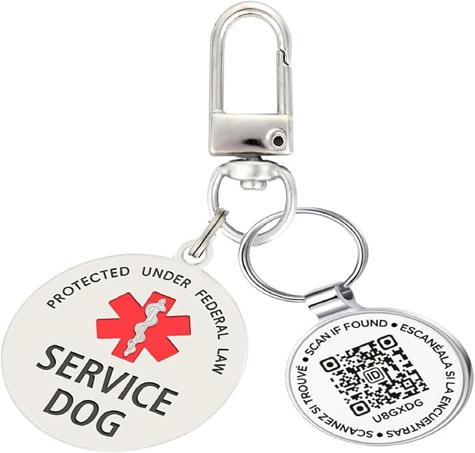 Dog Tags Personalized QR Code and Service Dog Tags, Modifiable Pet Online Profile, Multiple Emergency Contact, Scan QR Code Send Pet GPS Location Email