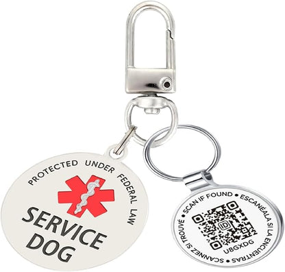Dog Tags Personalized QR Code and Service Dog Tags, Modifiable Pet Online Profile, Multiple Emergency Contact, Scan QR Code Send Pet GPS Location Email