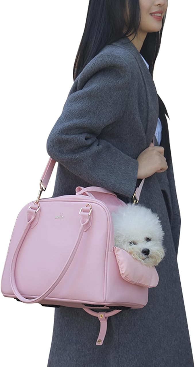 Dog Purse Carrier for Small Dogs, Pet Carrier Tote with Treat Pouch, Breathable Soft-Sided Pet Bag with Adjustable Safety Tether Strap, Pet Carrier Purse for Small Medium Dog Cat,S