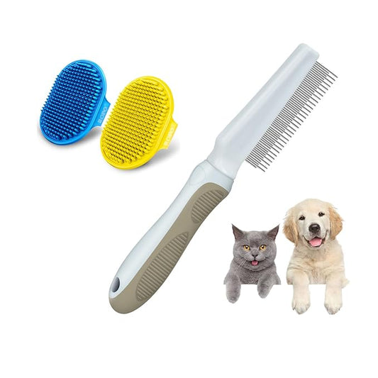 ROPO 2pcs dog brush & 2in1 pet grooming comb for dogs and cats
