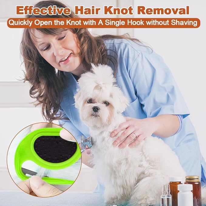 2PCS Pet Knotting Comb with 1PC Cat Brush Dog Brush with Release Button for Shedding, Jaxbo Pet Grooming Comb Dog and Cat Shedding Tool for Removing Tangled and Loose Hair