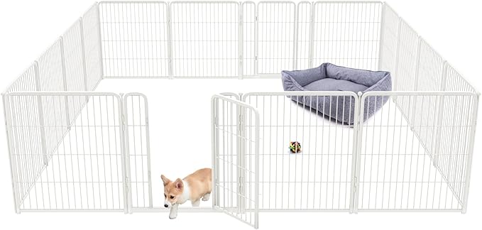 FXW Homeplus Dog Playpen for Indoor Use - Stress-Free and Safe Play, Heavy Duty 32 Inch 16 Panels Dog Pen for Small and Medium Dogs, White_atented