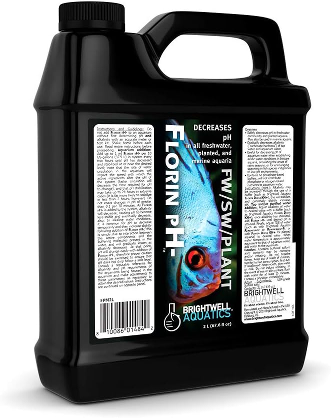 Brightwell Aquatics Florin pH- - Water Conditioner to Lower pH Level in Freshwater, Planted, and Marine Saltwater Aquariums, 2-l