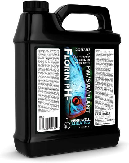 Brightwell Aquatics Florin pH- - Water Conditioner to Lower pH Level in Freshwater, Planted, and Marine Saltwater Aquariums, 2-l