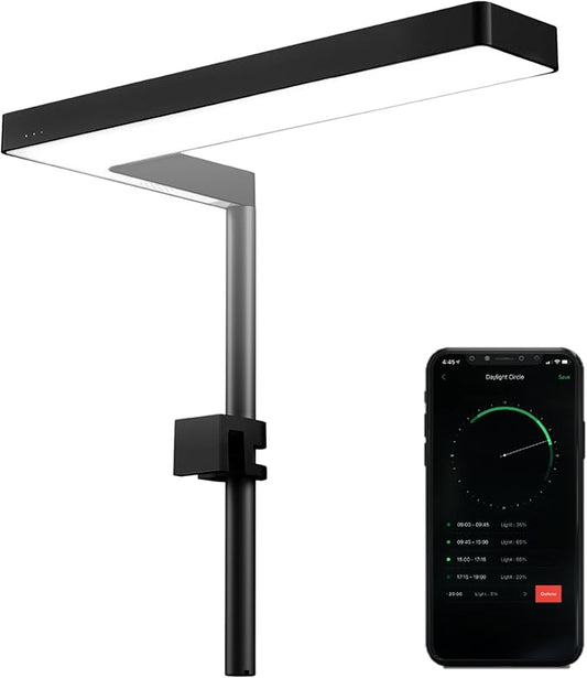 ONF Flat Nano+ 15W Full Spectrum Aquarium Light, Up to 20 Level Dimmable APP Controlled Light, IP54 Waterproof Light, Suitable for 2-9 Gallon Rimless Fish Tanks, Terrariums, & Potted Plants, Black