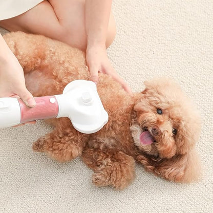 3 in 1 Professional Pet Grooming Brush with Hair Dryer, Slicker Brush, and Adjustable 3 Temperature Settings for Dogs and Cats (Pink)