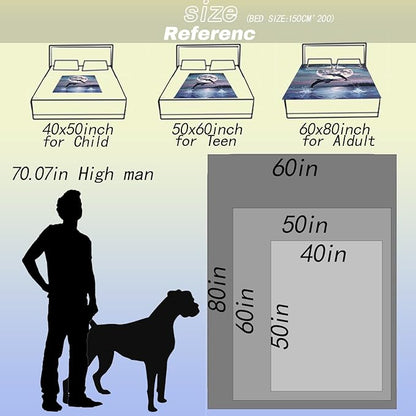 Dolphin and Moon Throw Blanket - Soft, Cozy, Lightweight Flannel, Warm, Plush, Fuzzy Decor for Couch, Office, Travel - Mystical Night Sky and Ocean Design 60_80 Inch