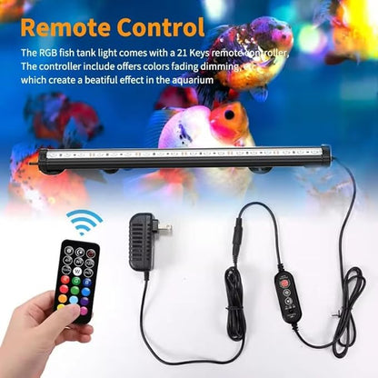 Submersible Aquarium Light,LED Aquarium Air Bubble Light,RGB Color Changing Brightness Adjustable Timing Waterproof Remote Control Fish Tank Light Bar,Aquarium Light Bubbler Wall,38.5inch