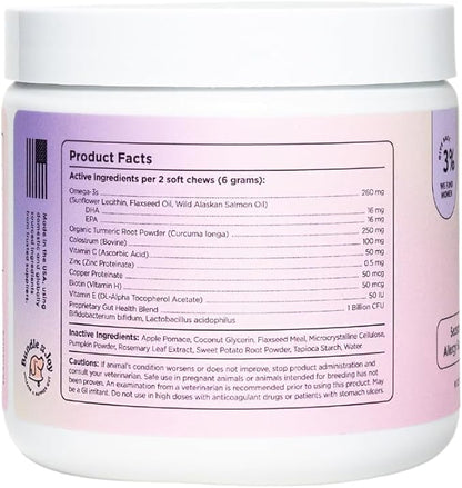 Bundle x Joy Glowing Skin and Coat Supplement for Dogs, 90 Soft Chews, Probiotics for Dogs with Colostrum, Omega 3 Fatty Acids, Salmon Oil, and Turmeric, Supports Seasonal Allergies & Itchiness