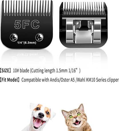 2PCS 5FC Blades Dog Grooming Blades Compatible with Andis/Oster A5/Wahl KM-10 Series Dog Clippers,Detachable Clipper Replacement Blade,Black(5FC/2PCS)
