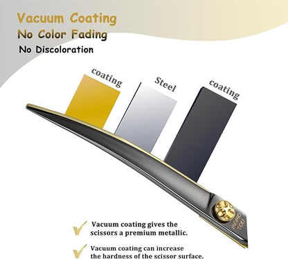 7.5'' Professional Curved Dog Grooming Scissors with Decorative Screw Sharp and Durable Black and Golden 440C Stainless Steel Dog Shears Easy Use for Groomers and Home User