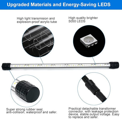 VARMHUS Submersible LED Aquarium Light,Fish Tank Light with Timer Auto On/Off Dimming Function,3 Light Modes Dimmable&4-Color LED,10 Brightness Levels Optional&3 Levels of timed Loop 18LEDS-11.5''