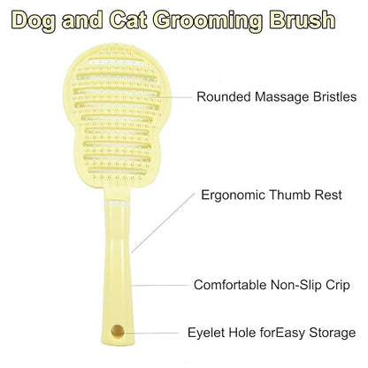 Dog Brush, Easy to Hold Ergonomic Handle Dog Brush Comb Instant Detangler Pin Brush,Wet or Dry Dog Hair,for Dogs and Cats Grooming Tool, Yellow