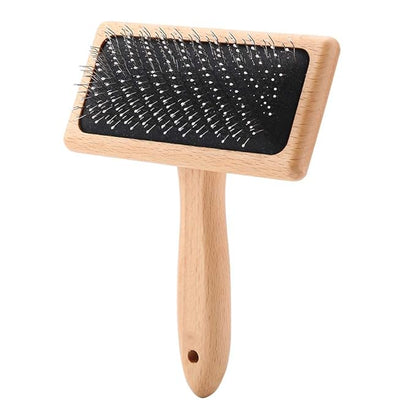 Oumefar Bamboo Cushion Premium Cat Grooming Brushes Pet Hair Comb Pet Slicker Brush Wooden Eco-Friendly with Stainless Steel Pins for Pets Dogs Cats(Square head large)