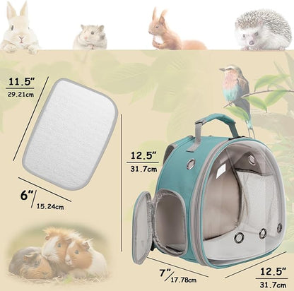 Guinea Pig Backpack Carrier, Bearded Dragon Carrier Backpack with Clear Bubble Window,Small Animal Travel Backpack for Hedgehog Ratï¼_hameleon,Rabbit,Sugar Glider,Airline Approved (Green, Backpack)
