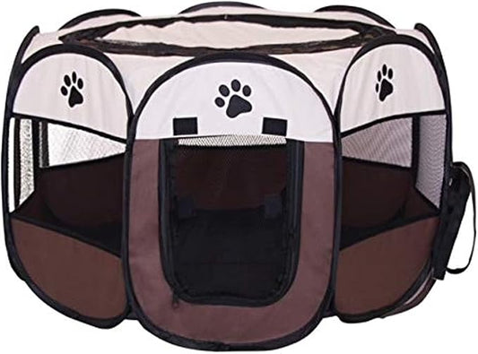 4PPW  Portable Foldable pet playpen - pet Playground - Portable cat playpen- Outdoor pet playpen - pop up Dog cage - Puppy Tent - pet Fence - pet Pen - pet Tent. (Brown XL)