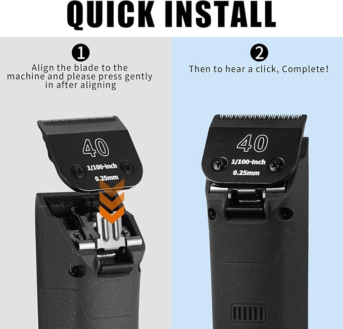 3 Pack 40# Detachable Dog Grooming Steel Blades,Compatible with Andis,Oster A5,Wahl KM-10 Series,Cut Length 1/100" 0.25MM ï¼_lackï¼