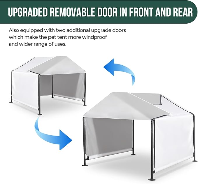 Dog Shade Shelter Outdoor Dog House with Upgraded Door Weatherproof Dog Tent for Large Medium Small Dogs, Cats, Small Animals