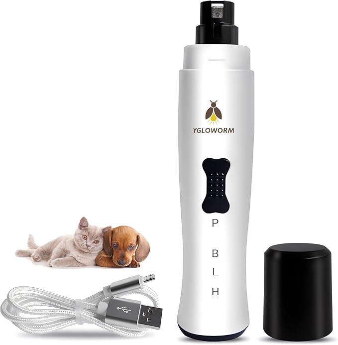 Dog Nail Grinder Quiet Nail Trimmer Electric Rechargeable pet Nail Grinder cat Nail Grinder with 5 led Shadow Free Light 2 Speed for Small Medium Large Dogs and Cats Last for 4 Hours