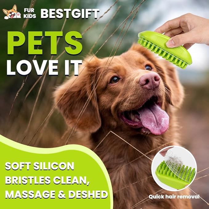 3PCS Dog Bath Brush | Dog Scrubber for Bath | Dog Shampoo Brush | Dog Washing/Shower Brush, Suitable for Short/Long Haired Dogs, Dog Brush for Shedding, Bathing, Massaging & Grooming (Blue Blue Green)