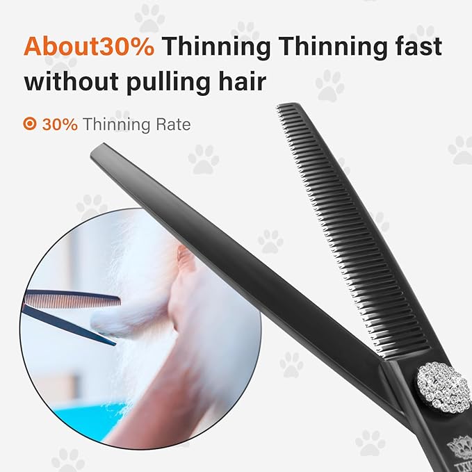 7 Dog Grooming Thinning Scissors  Professional Pet Shears for Dogs & Cats, Sharp 440C Stainless Steel Blades, Precise Texturizing & Blending for Groomers