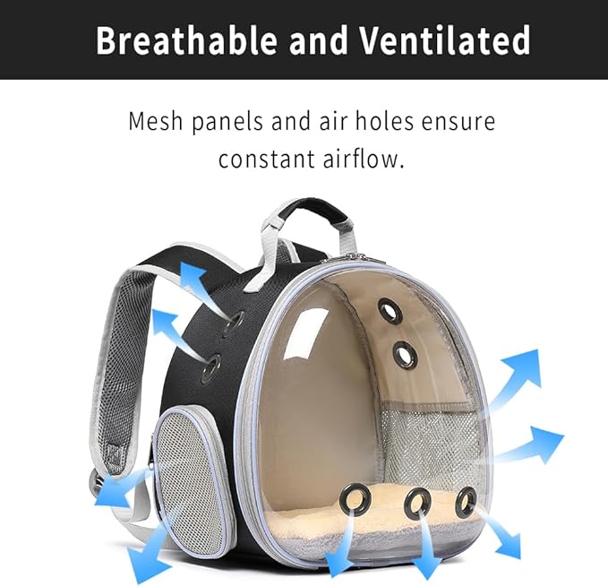 Bunny Carrier, Guinea Pig Carrier,Small Animal Carrier Backpack for Rabbit,Bearded Dragon, Lizard,Hamster,Kitten. Breathable Pet Travel Cage Bag Perfect for Vet Visits & Outdoor Adventures (Black)