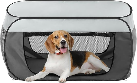 Portable Soft Dog Crate Pop Up Collapsible Dog Cat Kennel Travel Dog Enclosure Indoor Outdoor Large Dog Bed Foldable Crate for Pets（Little Gray and Dark Gray-Small）