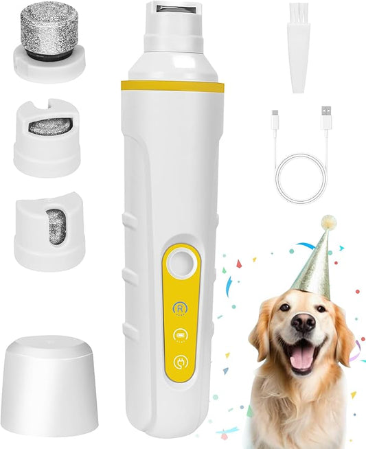 Dog Nail Grinder with Enhanced LED Light  Super Quiet, 2-Speed, USB-C Rechargeable, LED Smart Display, 3 Grinding Options, Pet Nail Trimmer for Dogs Cats and All Pet Sizes
