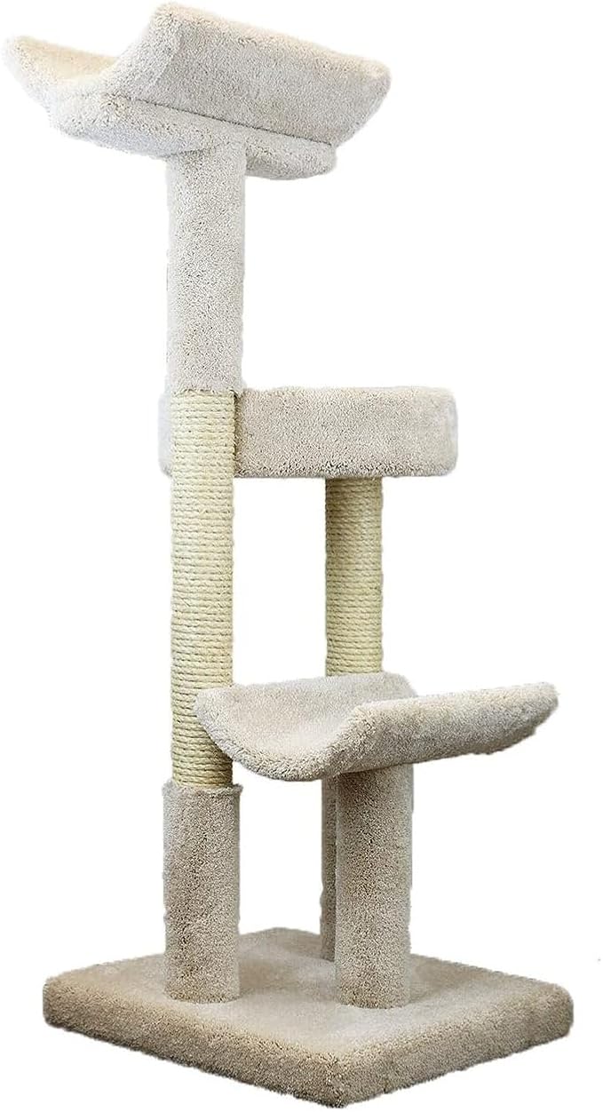 Prestige Cat Trees 130077-Beige Double Scratching Post Cat Tower Tree